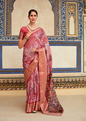 Lotus Pink Dola Handloom Silk Saree โ A Statement of Class & Tradition