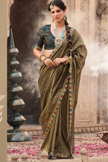 Kavyasachi Pure Tissue Saree with Multicolored Lace & Heavy Designer Blouse
