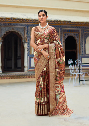 Goldfish Orange Dola Handloom Silk Saree – A Statement of Class & Tradition