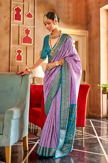 Lovender Mercerized Sigma Silk with Sambalpuri Pallu & Aqua Finish