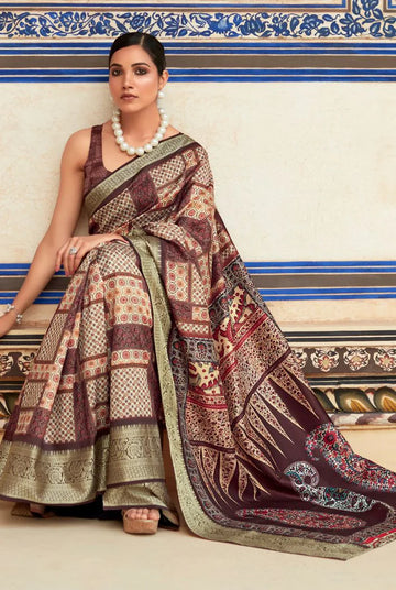 Brown Dola Handloom Silk Saree โ A Statement of Class & Tradition