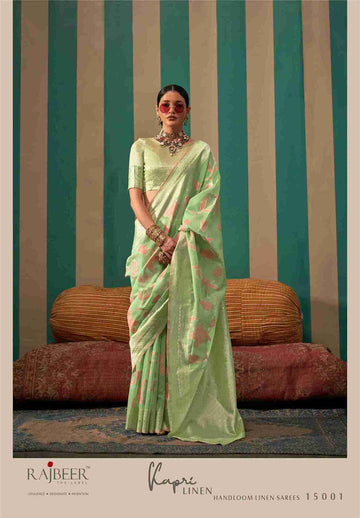 Premium Handloom Linen Saree – Kapri Collection