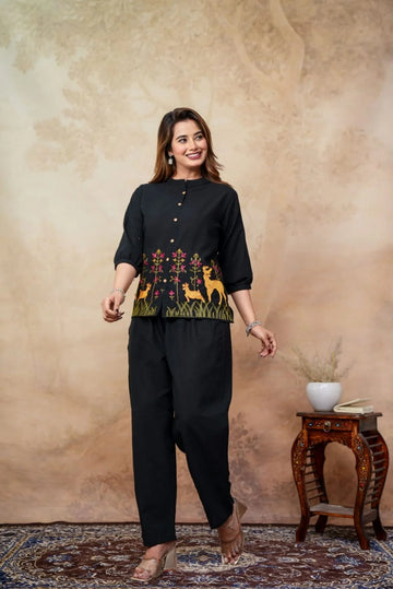 Stylish Embroidered Cotton Flex Co-ord Set for Women