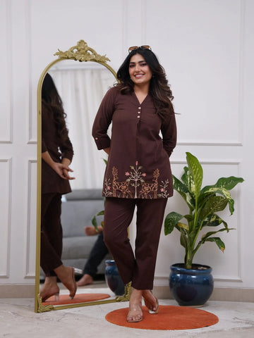 Embroidered Cotton Co-Ord Set for Women