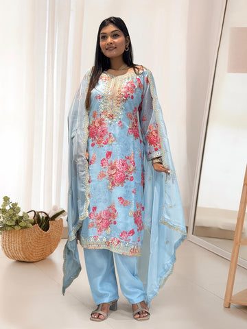 Premium Kundan Organza Suit Set – Fully Stitched & Ready to Wear