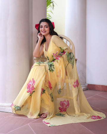Exclusive Floral Handwork Saree – Soft Tebby Silk