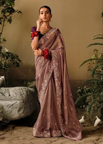 Saawariya Light Taupe Fancy Dola Silk Designer Saree