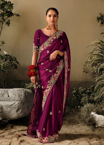 Saawariya Violet Fancy Dola Silk Designer Saree