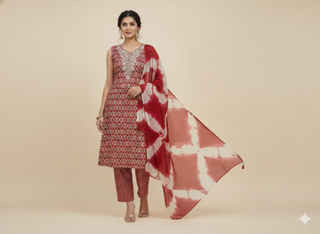 Bold & Beautiful Heavy Rayon Foil Print Kurti Pant Dupatta Set