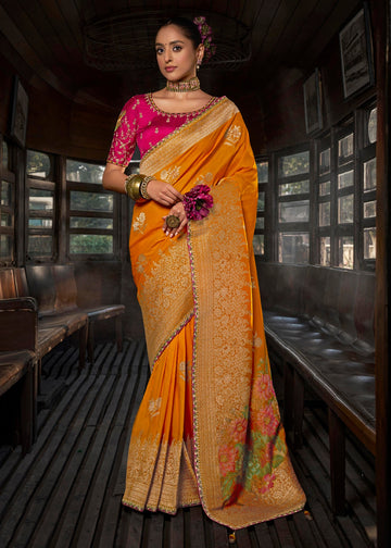 KRISHA Orange Soft Dola Viscose Silk Saree by Kira