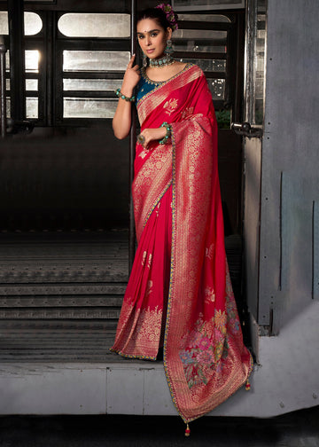 KRISHA Red  Soft Dola Viscose Silk Saree by Kira