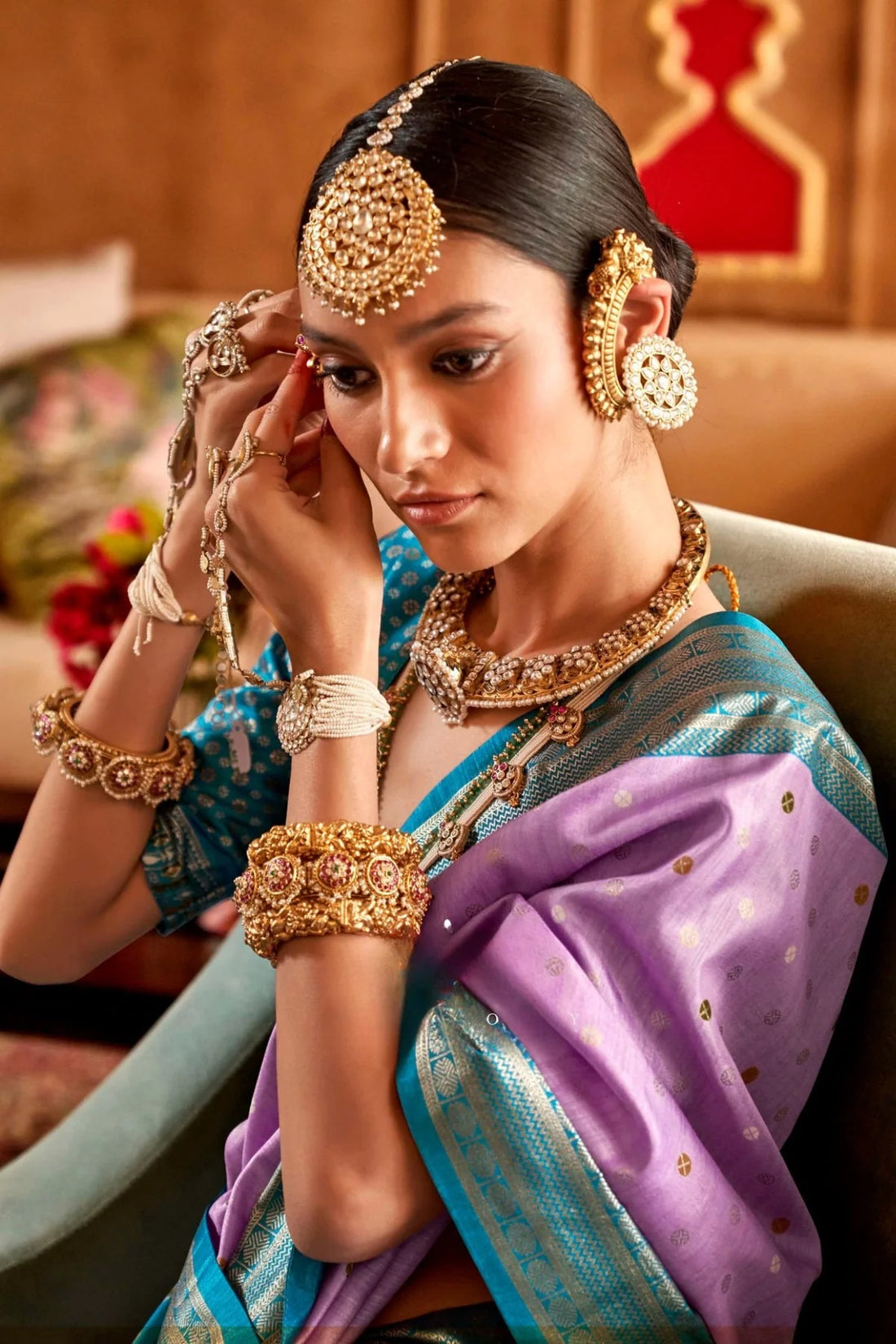 Lovender Mercerized Sigma Silk with Sambalpuri Pallu & Aqua Finish