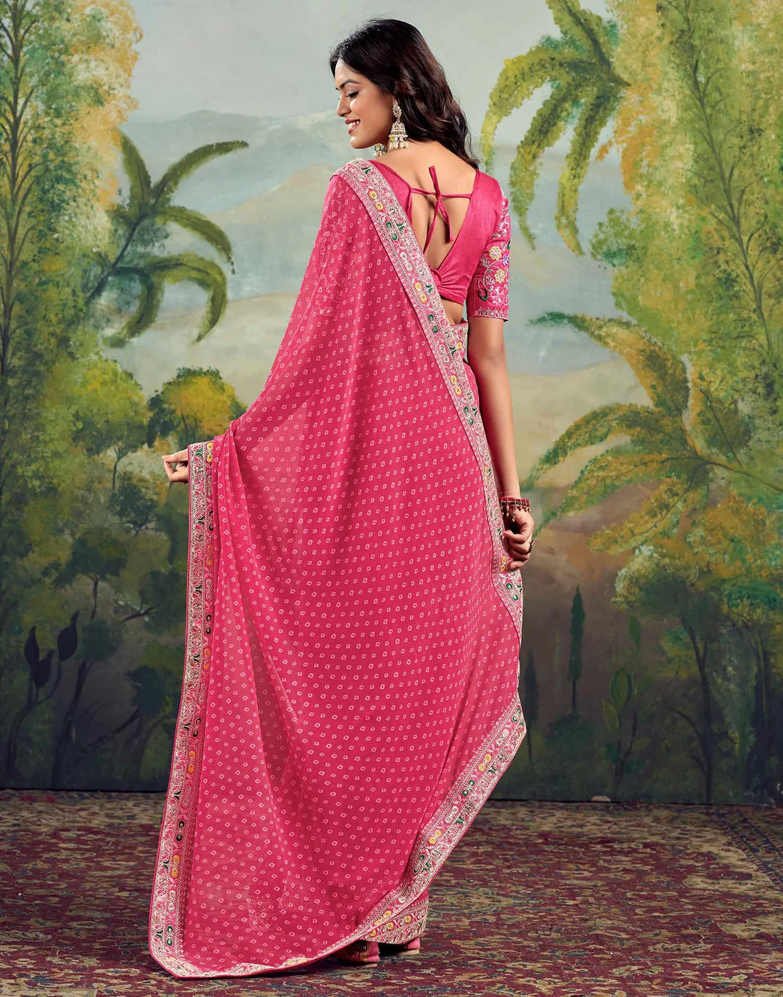 Stavan Raghumala Pink Heavy Georgette Embroidered Saree with Designer Blouse