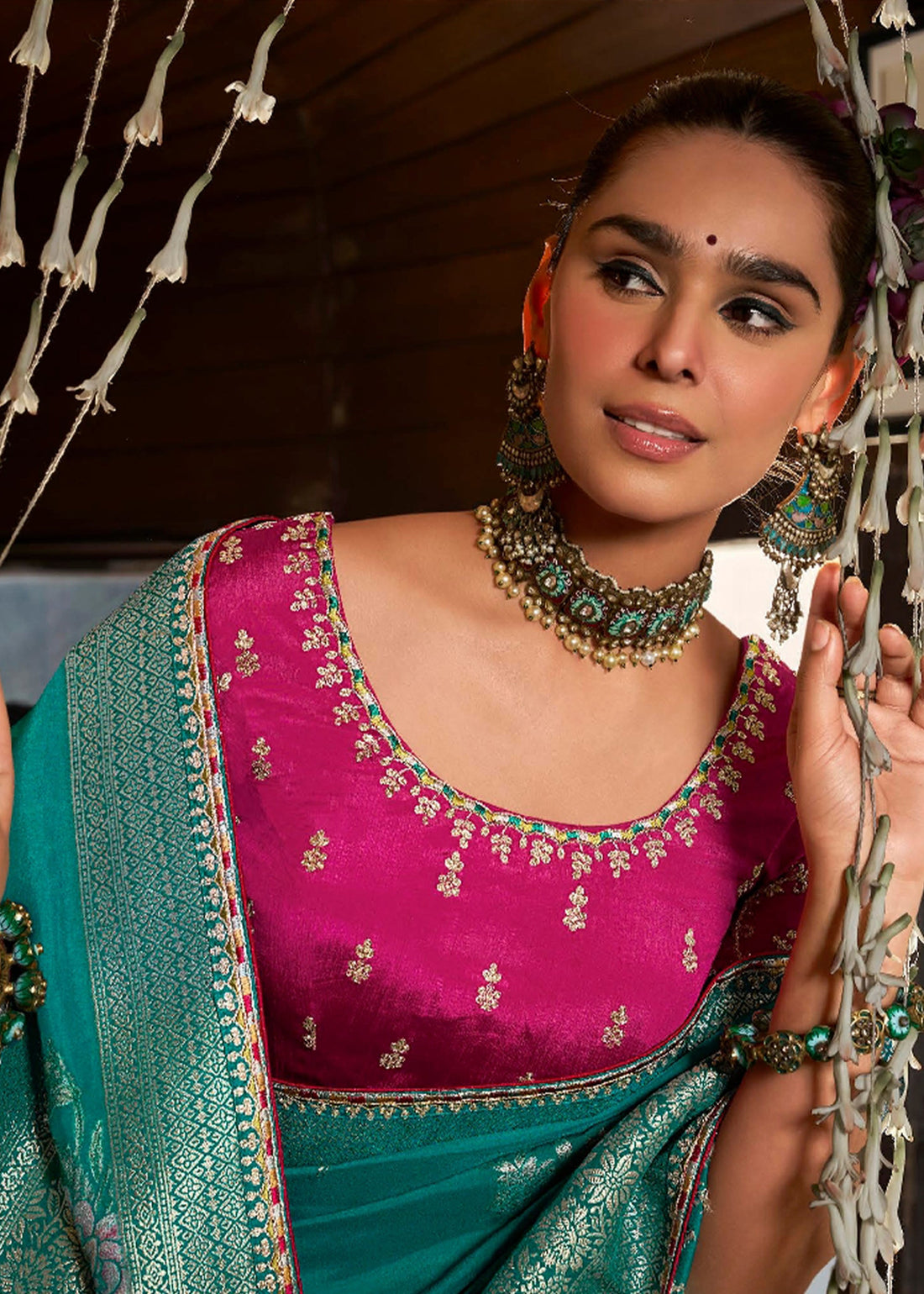 KRISHA Teal Blue Soft Dola Viscose Silk Saree by Kira