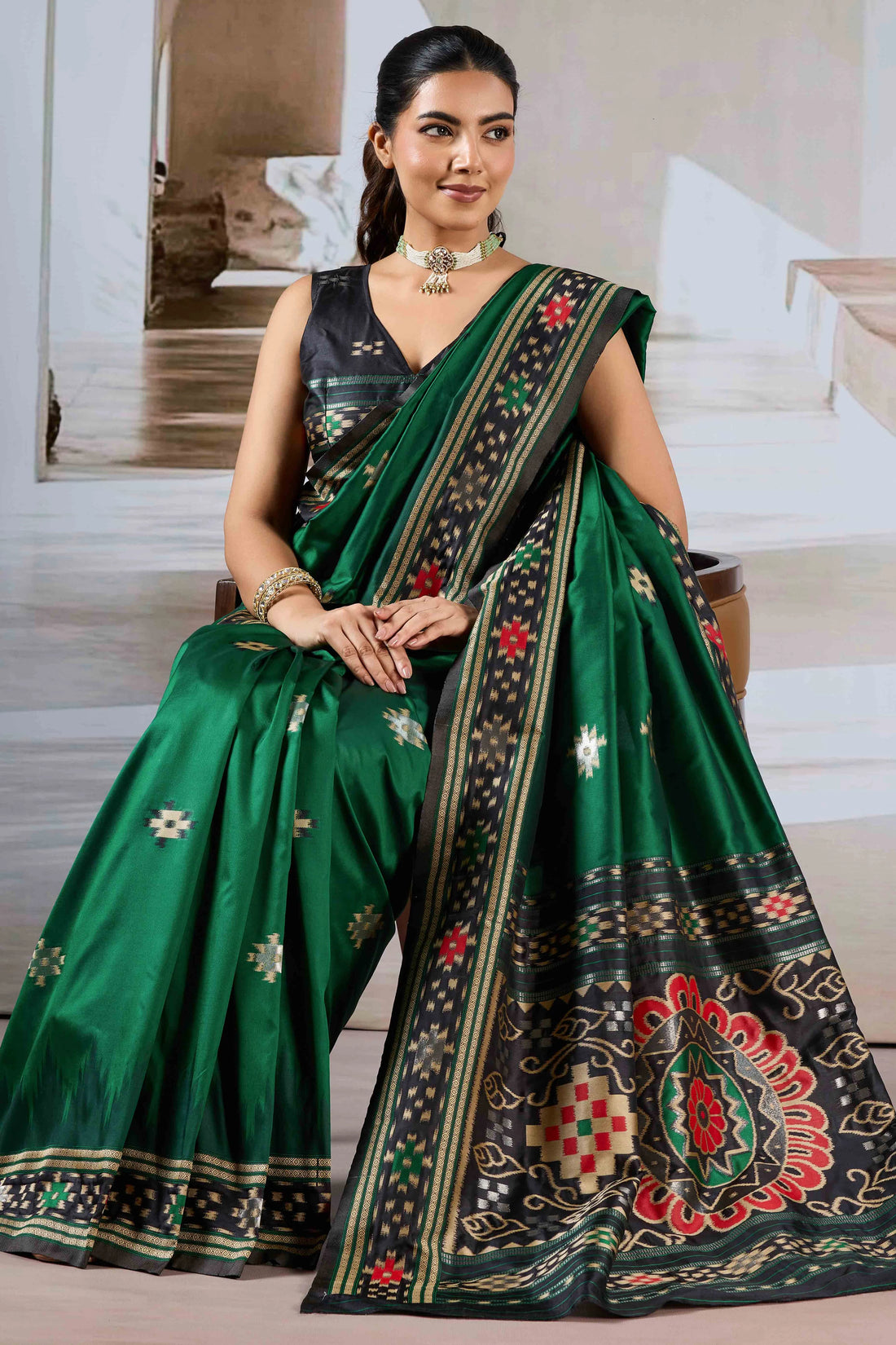 PURE PATOLA Authentic Handloom Weaving Silk Saree