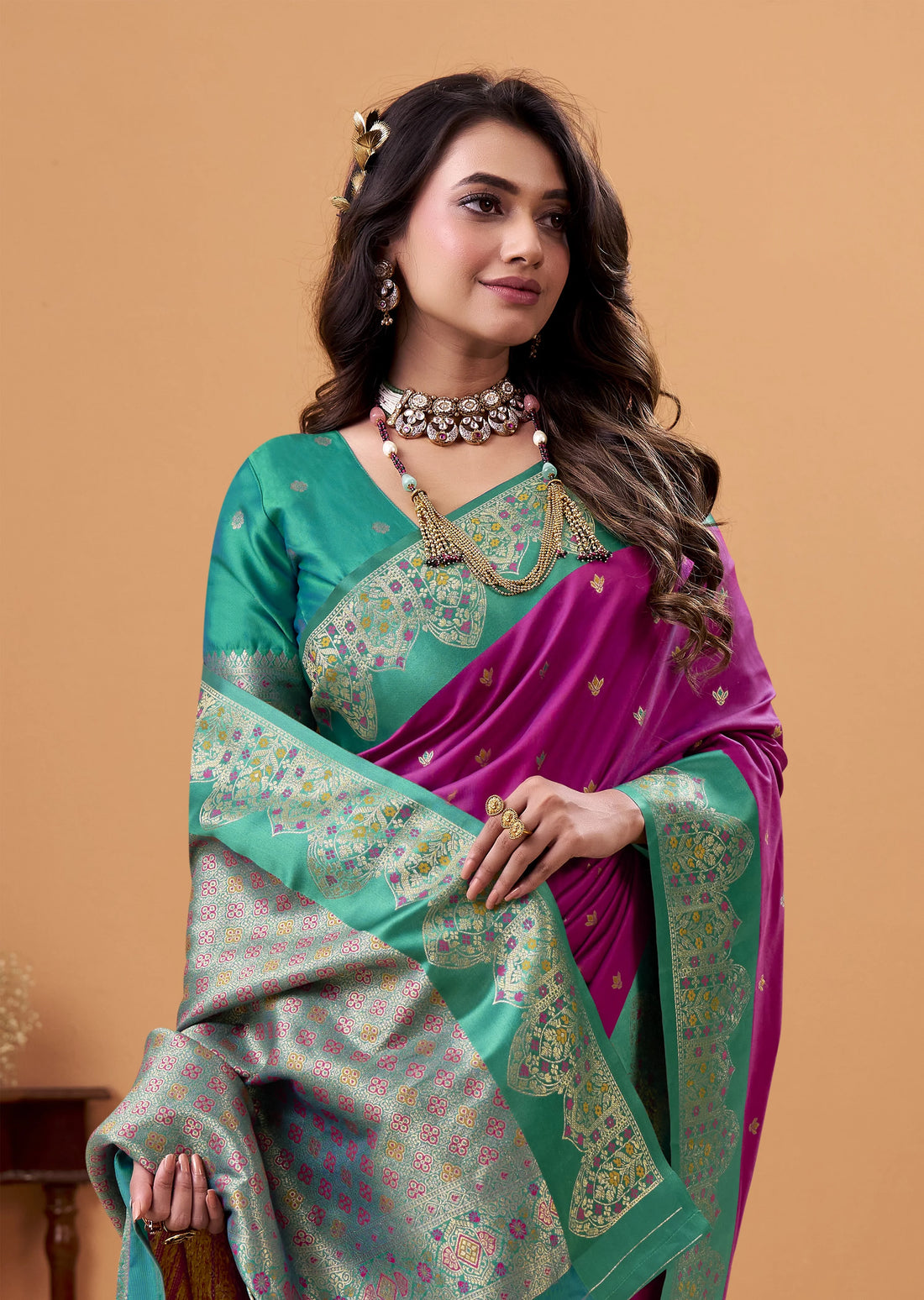 Taapi Ghat Ghat Purple Soft Satin Silk Designer Saree