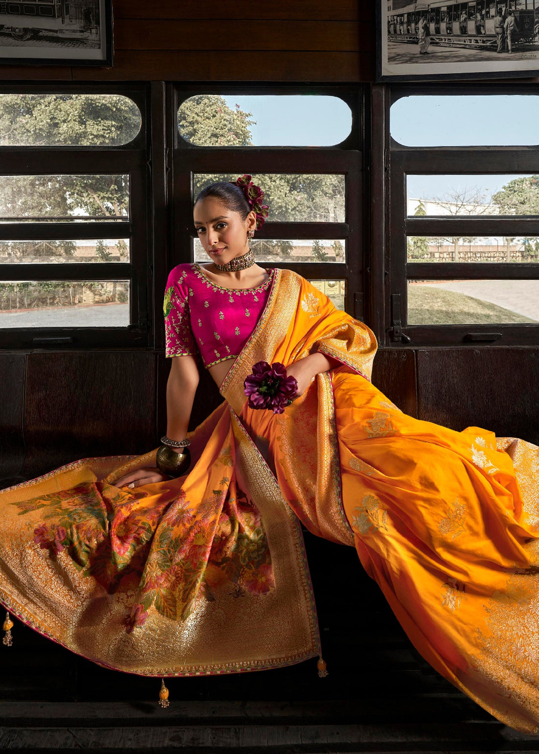 KRISHA Orange Soft Dola Viscose Silk Saree by Kira