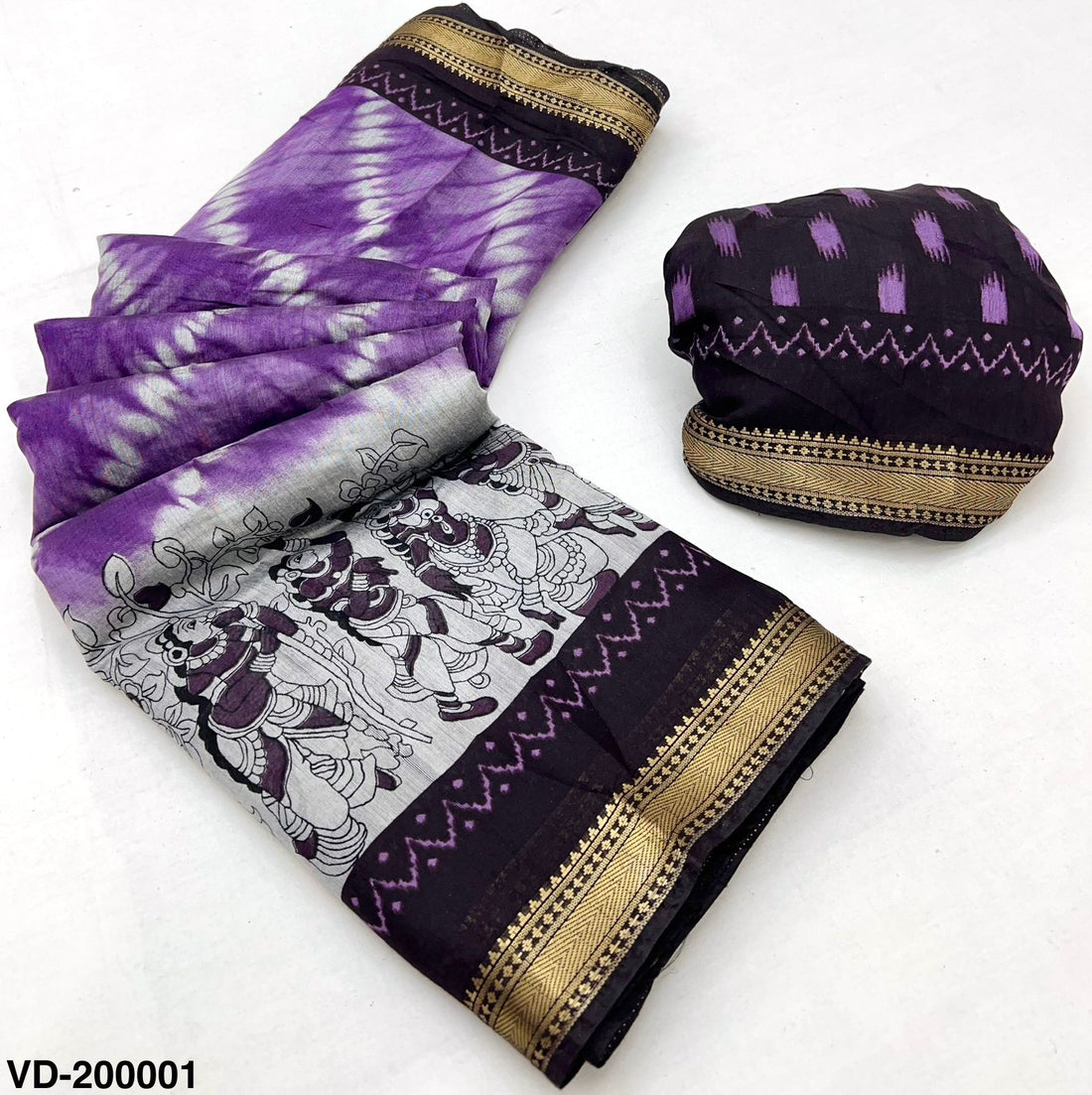 Vedanta Kazari Mul Cotton Saree with Zari Border