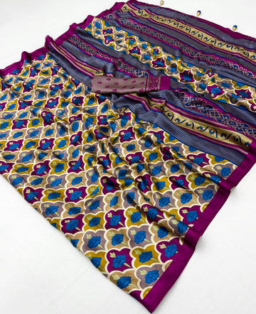 Faddism Ajrakh Luxe Semi Modal Designer Saree
