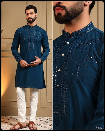 Faddism Armaani Lachko Heavy Embroidery Sequence Kurta Pyjama Set