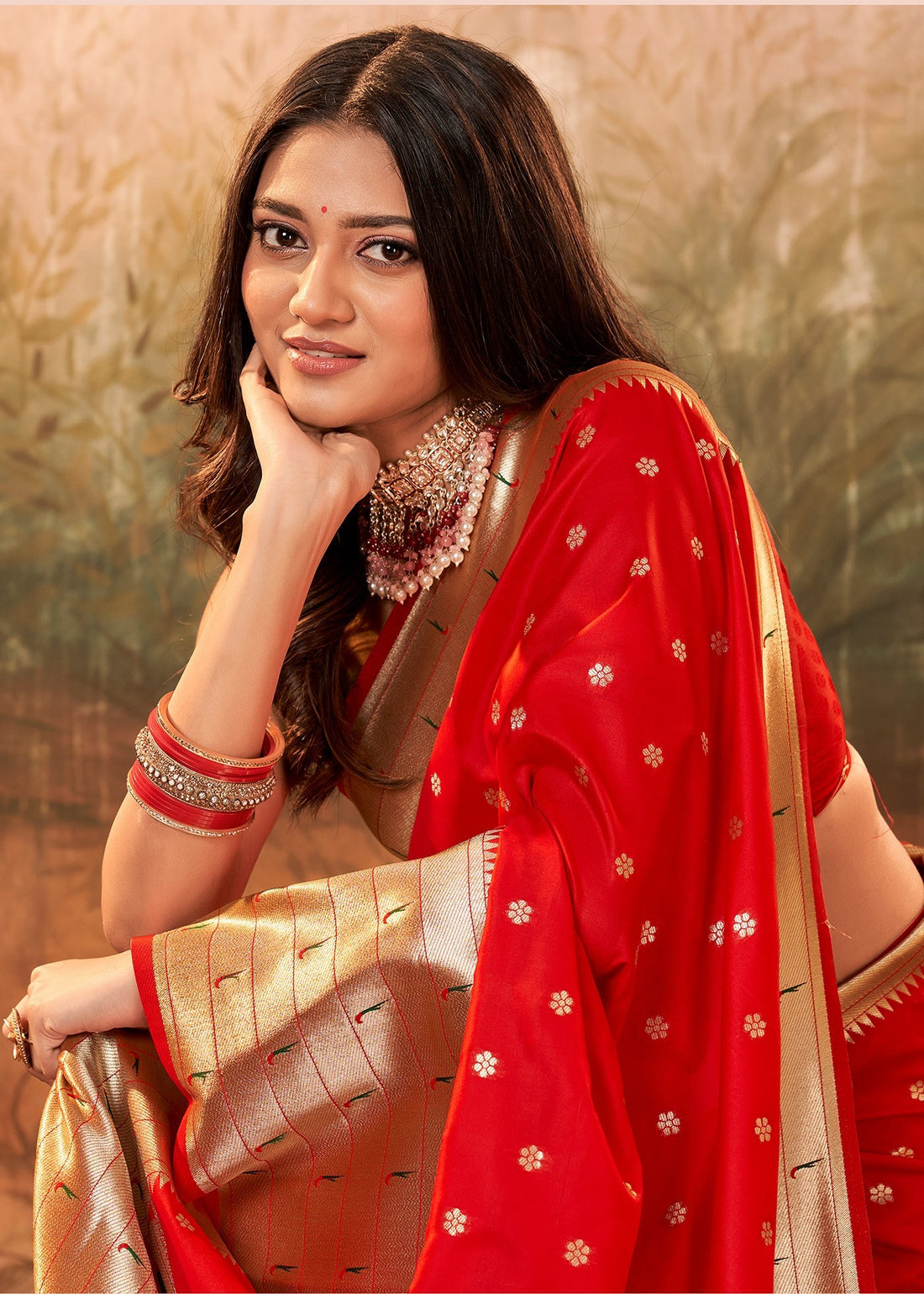 Faddism Bridal Red Pavitra Pure Paithani Silk Saree