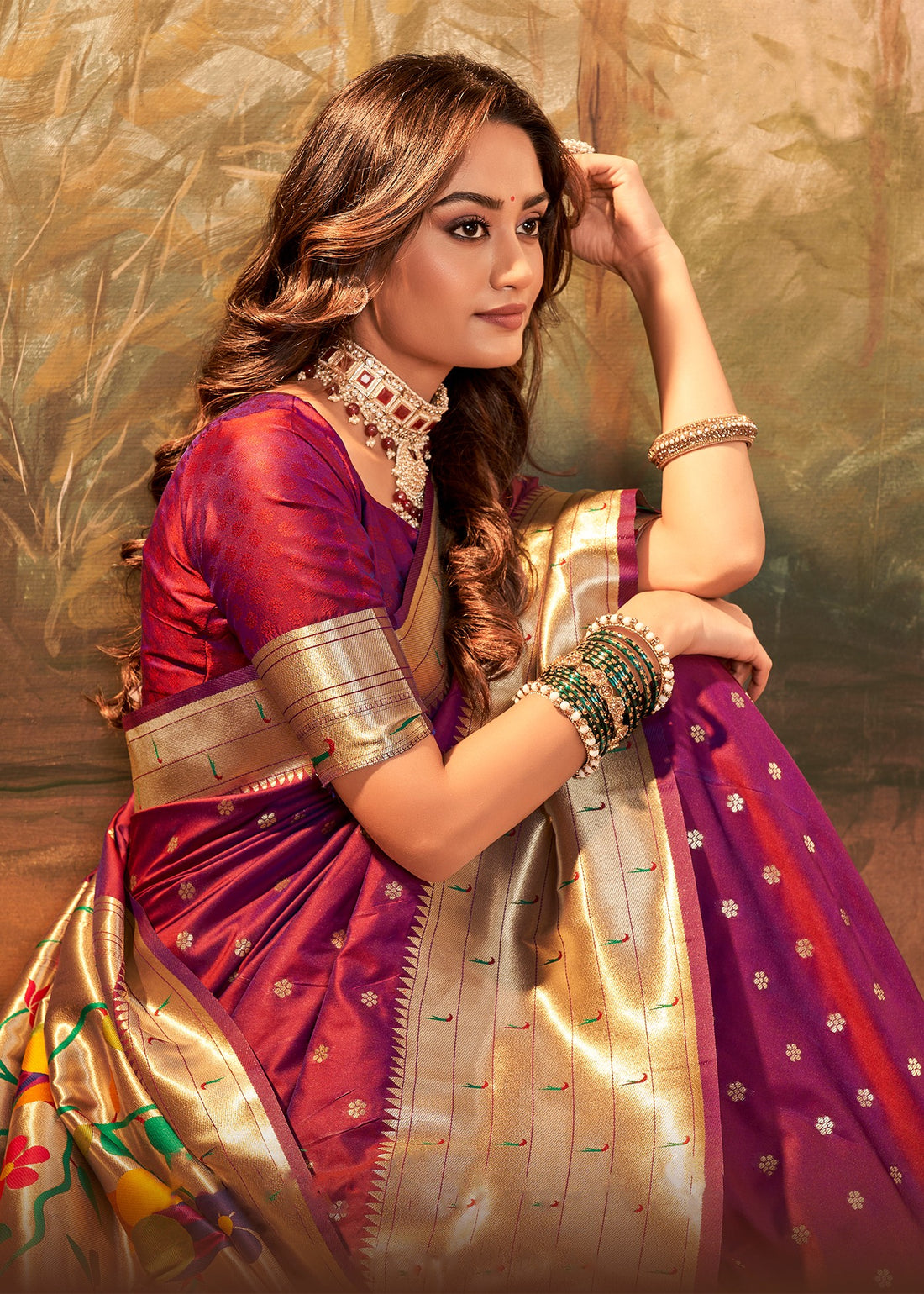 Faddism Burgundy Pavitra Paithani Pure Paithani Silk Saree