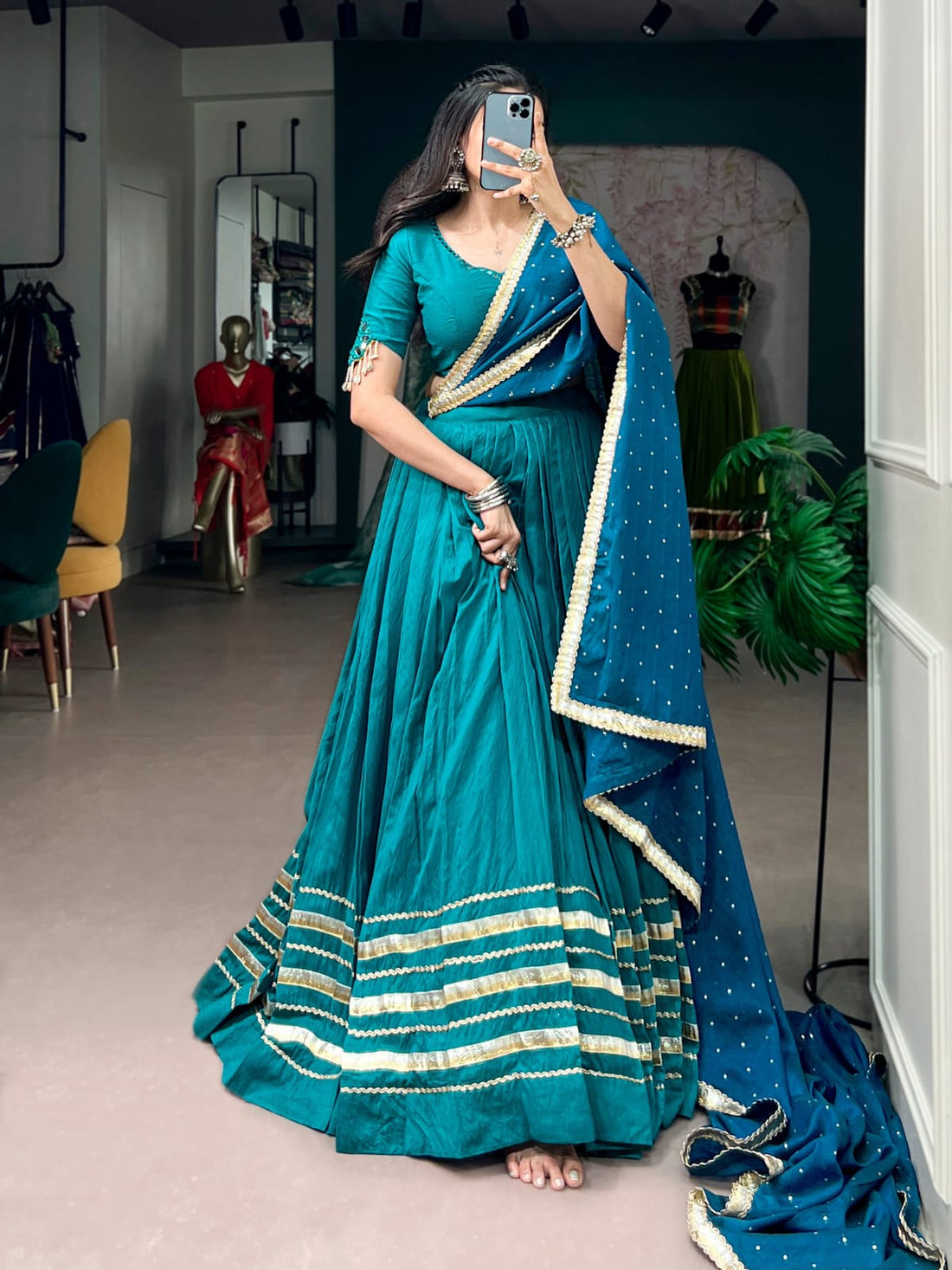 Faddism Chanderi Lehenga Set