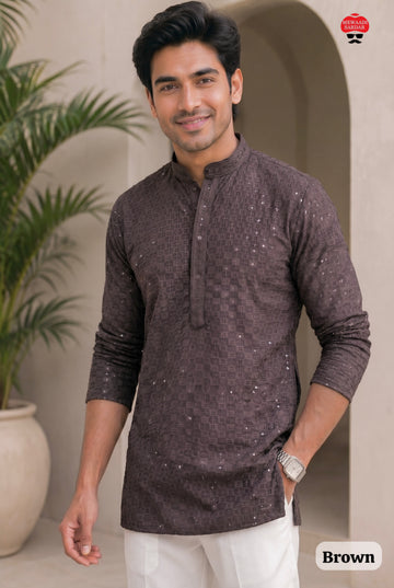Faddism Chikankari 2.0 Rayon Chikan Work Short Kurta with Pockets