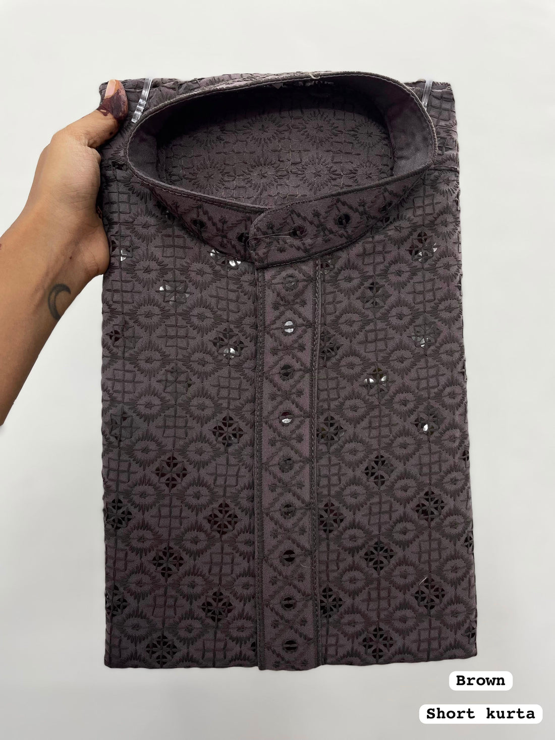 Faddism Chikankari 2.0 Rayon Chikan Work Short Kurta with Pockets