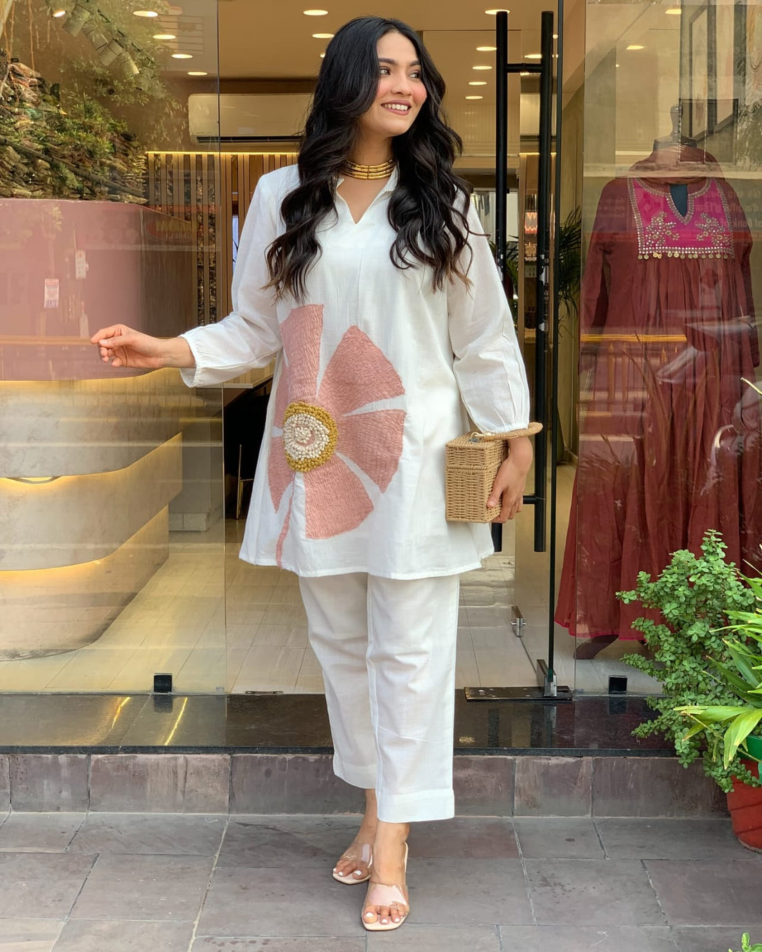 Premium Woven Cotton Co-ord Set with Embroidery and Handwork