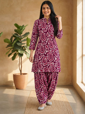 Faddism Cotton Hand Block Printed Stitched Farsi Salwar Suit