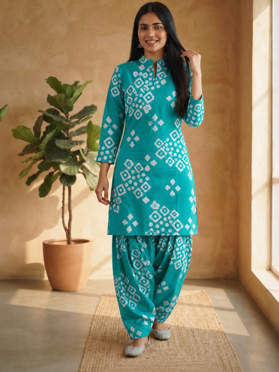 Faddism Cotton Hand Block Printed Stitched Farsi Salwar Suit