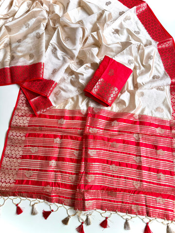 Faddism Durga Pooja Special Tussar Silk Jacquard Saree