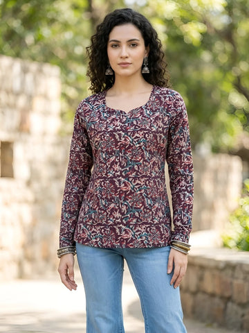Faddism Women Multicolor Printed Straight Pure Cotton Tunic