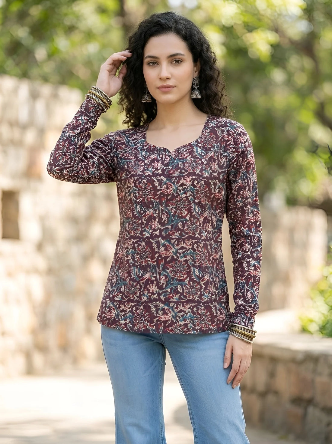 Faddism Women Multicolor Printed Straight Pure Cotton Tunic