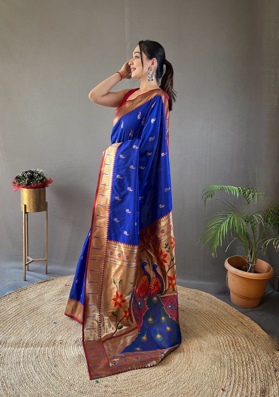 Rukmani Royal Blue Paithani Silk Saree