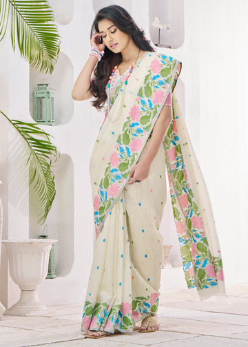 Faddism Gulabi Silk Linen Silk Saree