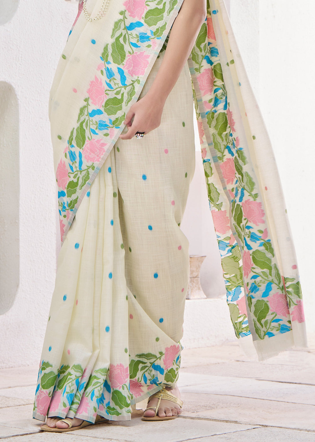 Faddism Gulabi Silk Linen Silk Saree