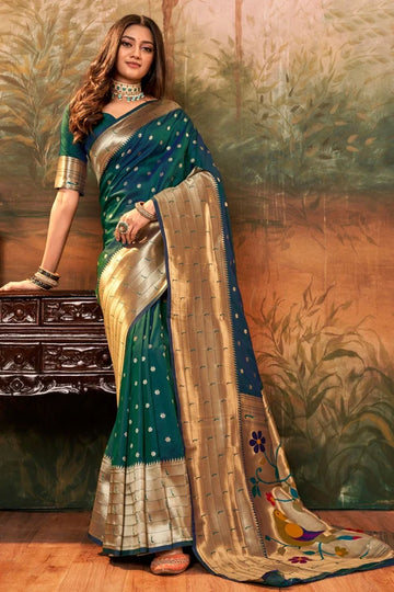Faddism Green Pavitra Paithani Pure Paithani Silk Saree