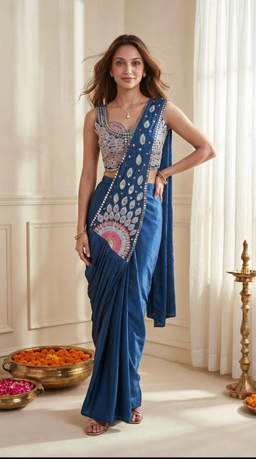 Faddism HN31FAB Premium Crepe Silk Ready-to-Wear Saree