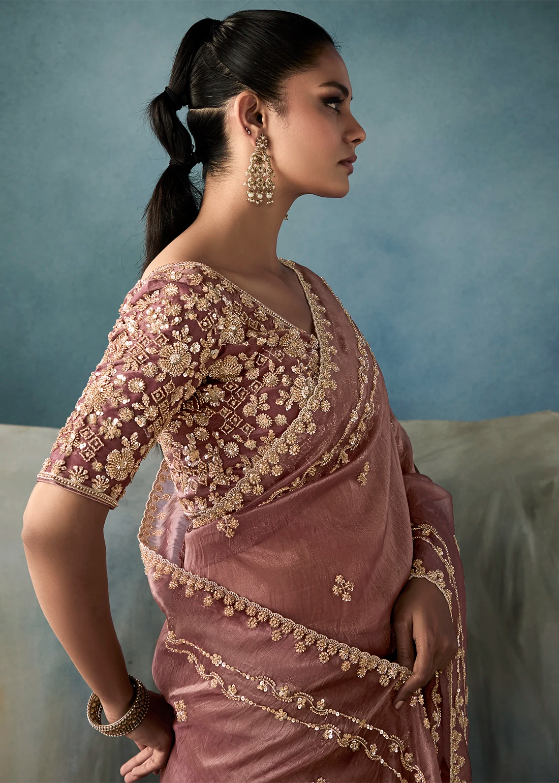 Faddism Iconic Hits Brown Designer Saree