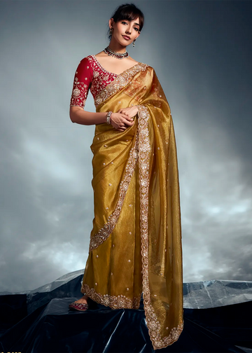 Faddism Iconic Hits Mustard Yellow Designer Saree
