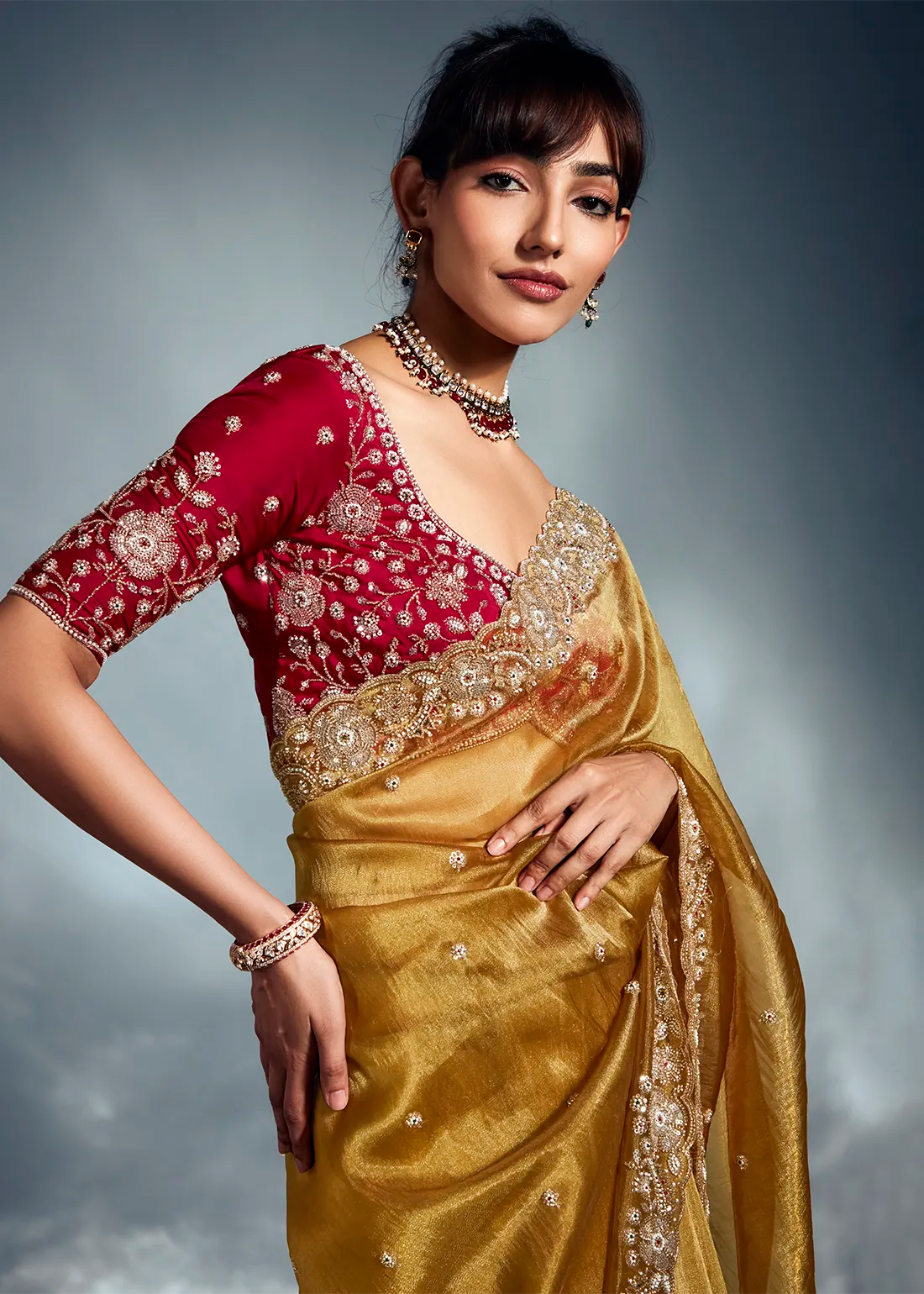 Faddism Iconic Hits Mustard Yellow Designer Saree