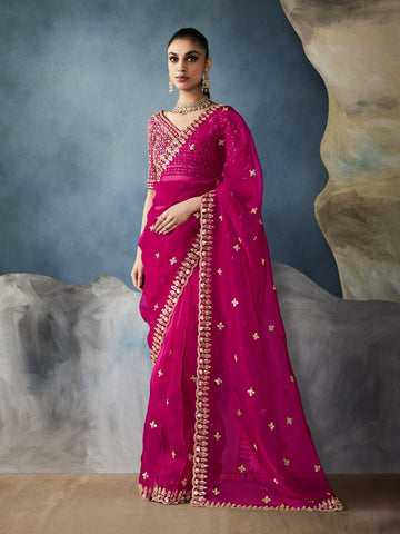 Faddism Iconic Hits Pink Designer Saree