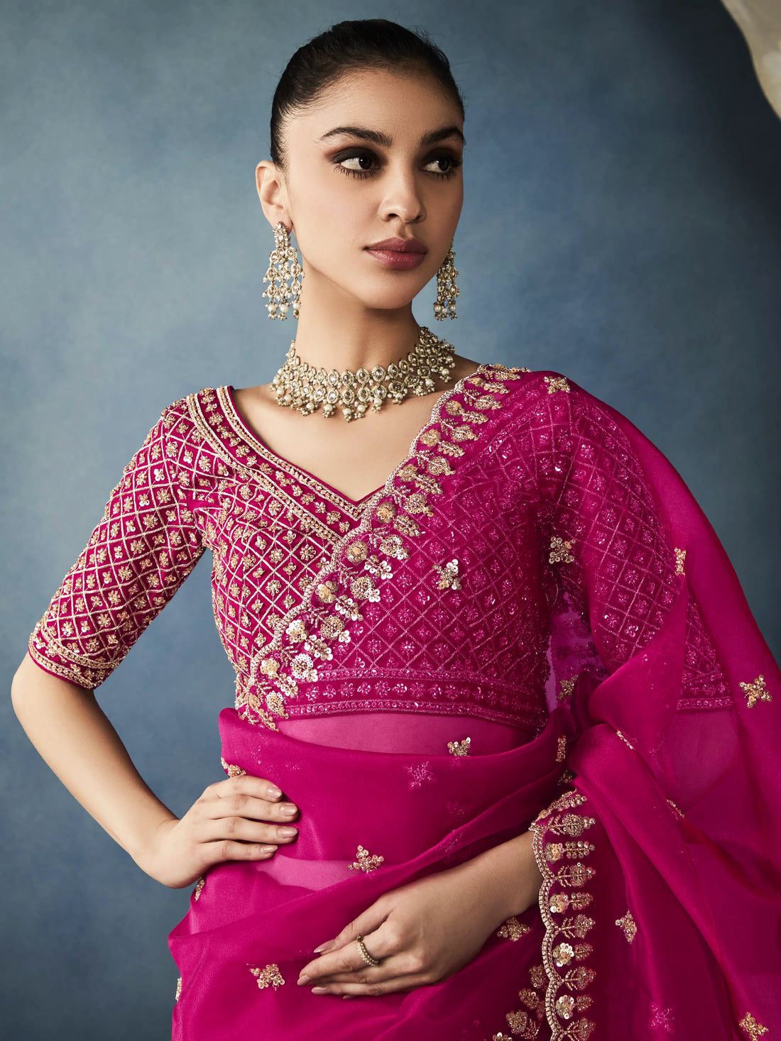 Faddism Iconic Hits Pink Designer Saree