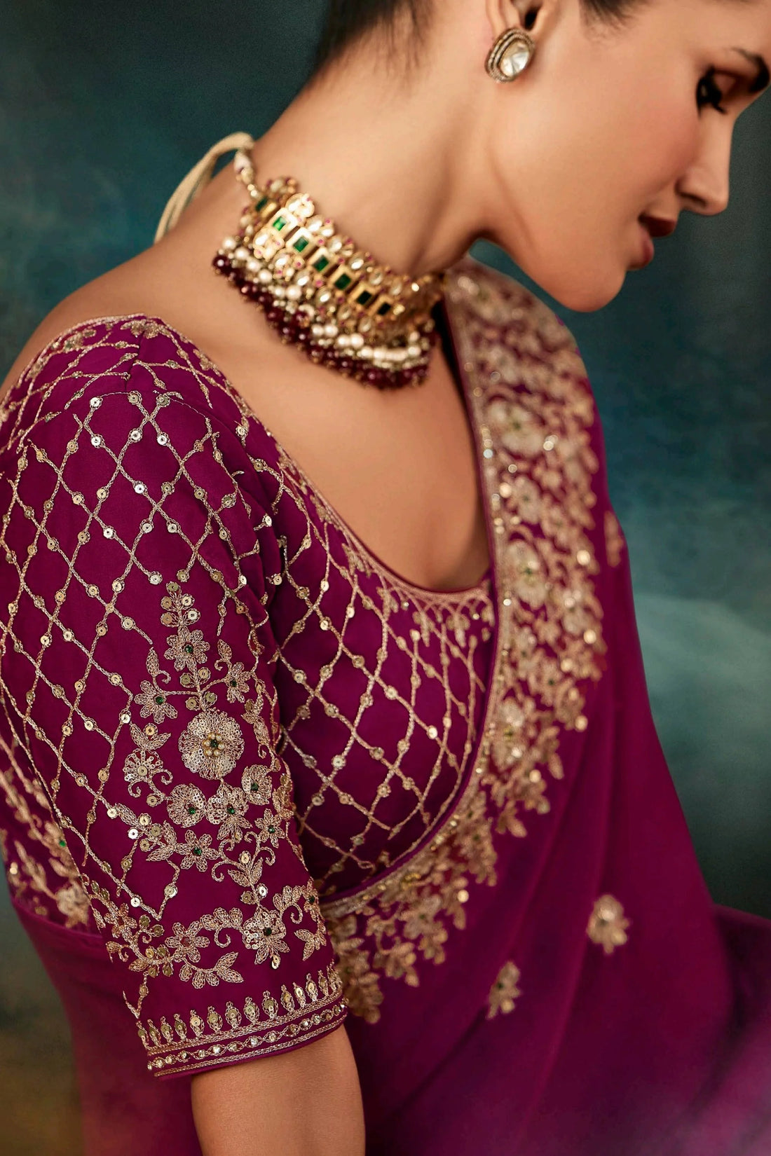 Faddism Magenta Pure Fancy Based Premium Designer Saree