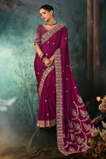 Faddism Magenta Pure Fancy Based Premium Designer Saree