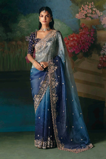 Faddism KS-5610 Designer Hand Worked Saree with Embroidered Blouse