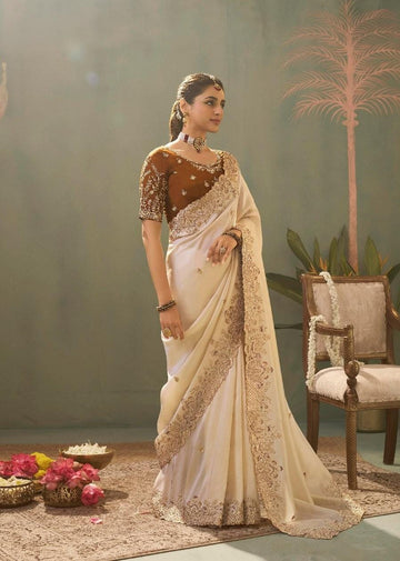 Faddism Kaash Hits Upada Silk Designer Embroidered Saree with Lace Border