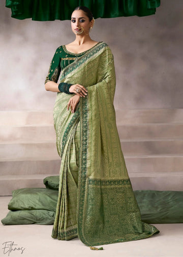 Faddism Kamala Silk Premium Pure Crepe Saree with Designer Blouse